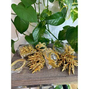 8 piece gold alligator, snake bracelets